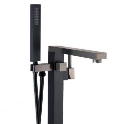 AKDY 1-Handle Freestanding Floor Mount Roman Tub Faucet Bathtub Filler with Hand Shower in Matte Black -Bathroom Faucets Store black akdy claw foot tub faucets tf0051 77 1000