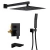 Aurora Decor ACA Single-Handle 3-Spray Square Square with 1.8 G 10 IN. WALL Mount Dual Shower Heads in Black (Valve Included)