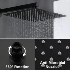 Aurora Decor ACA Single-Handle 3-Spray Square Square with 1.8 G 10 IN. WALL Mount Dual Shower Heads in Black (Valve Included) -Bathroom Faucets Store black aurora decor shower faucets ad 88016b 10 c3 1000