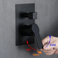 Aurora Decor ACA Single-Handle 1 Spray Square High Pressure Shower Faucet with handle tub faucet in matte black (Valve Included) -Bathroom Faucets Store black aurora decor shower faucets ad 88017b 12 1f 1000