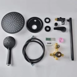 Aurora Decor Single-Handle 2- -Spray Round High Pressure Shower Faucet in Black (Valve Included) -Bathroom Faucets Store black aurora decor shower faucets cfsmdh2622b 1f 1000