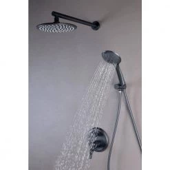 Aurora Decor Single-Handle 2- -Spray Round High Pressure Shower Faucet in Black (Valve Included) -Bathroom Faucets Store black aurora decor shower faucets cfsmdh2622b 76 1000