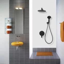 Aurora Decor Single-Handle 2- -Spray Round High Pressure Shower Faucet in Black (Valve Included) -Bathroom Faucets Store black aurora decor shower faucets cfsmdh2622b c3 1000
