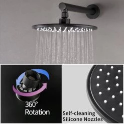 Aurora Decor Single-Handle 2- -Spray Round High Pressure Shower Faucet in Black (Valve Included) -Bathroom Faucets Store black aurora decor shower faucets cfsmdh2622b fa 1000