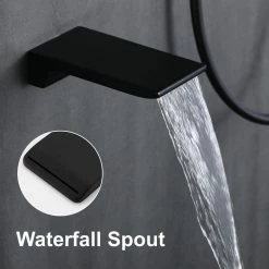 Aurora Decor ACA Single-Handle 3-Spray Square with 1.8 G 10 IN.Dual Shower Heads with waterfall faucet in Black (Valve Included) -Bathroom Faucets Store black aurora decor shower faucets smdhd2b030b 1f 1000