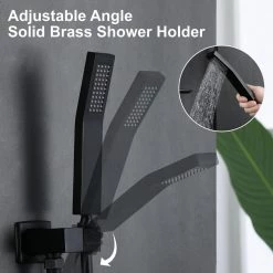 Aurora Decor ACA Single-Handle 3-Spray Square with 1.8 G 10 IN.Dual Shower Heads with waterfall faucet in Black (Valve Included) -Bathroom Faucets Store black aurora decor shower faucets smdhd2b030b 4f 1000