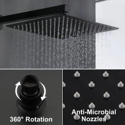 Aurora Decor ACA Single-Handle 3-Spray Square with 1.8 G 10 IN.Dual Shower Heads with waterfall faucet in Black (Valve Included) -Bathroom Faucets Store black aurora decor shower faucets smdhd2b030b c3 1000