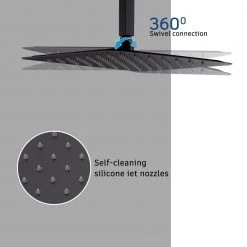 CASAINC 1-Spray Patterns with 10 in. Ceiling Mount Dual Shower Heads with Hand Shower Faucet, in Black (Valve Included) -Bathroom Faucets Store black casainc dual shower heads m6066 b 10 mb 1f 1000