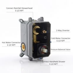 CASAINC 1-Spray Patterns with 10 in. Ceiling Mount Dual Shower Heads with Hand Shower Faucet, in Black (Valve Included) -Bathroom Faucets Store black casainc dual shower heads m6066 b 10 mb 4f 1000