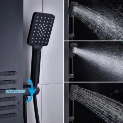 ELLO&ALLO 51 in. 2-Jet Shower Tower System with LED Rainfall Shower Head and LED Body Jets Hand-Shower in Black -Bathroom Faucets Store black ello allo shower towers eps b30 1f 1000