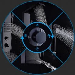 ELLO&ALLO 51 in. 2-Jet Shower Tower System with LED Rainfall Shower Head and LED Body Jets Hand-Shower in Black -Bathroom Faucets Store black ello allo shower towers eps b30 4f 1000