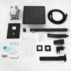 GIVING TREE Single-Handle 3-Spray Hand Shower Tub and Shower Faucet with 10 in. Wall Mount Rain Shower Heads in Matte Black -Bathroom Faucets Store black giving tree bathtub shower faucet combos xlhddtfh0010 c3 1000