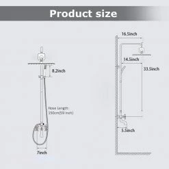 Magic Home 1-Spray 8.66 in. Square Bathroom Exposed Rainfall Pressure-Balanced Complete Shower System Valve Included in Black -Bathroom Faucets Store black magic home wall bar shower kits mh kst ms308b 40 1000