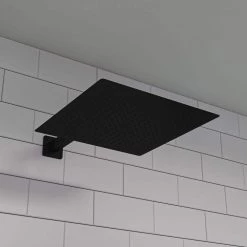 ALFI BRAND 1-Spray Patterns with 1.8 GPM 16 in. Ceiling Mount Rain Fixed Shower Head in Black Matte -Bathroom Faucets Store black matte alfi brand fixed shower heads rain16s bm fa 1000