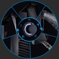 ELLO&ALLO 51 in. 40-Jet Shower Tower Panel System with LED Rainfall Waterfall Shower Head and LED Body Jets in Black -Bathroom Faucets Store black shower towers eps b33 1f 1000