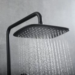 UKISHIRO Double Handle 2-Spray of Rain Shower Faucet with Rectangle Shower Head in Black -Bathroom Faucets Store black ukishiro shower faucets jk00jn211111001 1f 1000