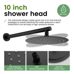 UKISHIRO Single-Handle 5-Spray 10 in. Round High Pressure Shower Faucet in Matte Black (Valve Included) -Bathroom Faucets Store black ukishiro shower faucets smd00ji2116012 a0 1000
