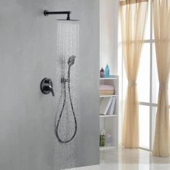 UKISHIRO Single-Handle 5-Spray 10 in. Round High Pressure Shower Faucet in Matte Black (Valve Included) -Bathroom Faucets Store black ukishiro shower faucets smd00ji2116012 c3 1000