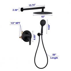 UKISHIRO Single-Handle 5-Spray 10 in. Round High Pressure Shower Faucet in Matte Black (Valve Included) -Bathroom Faucets Store black ukishiro shower faucets smd00ji2116012 fa 1000