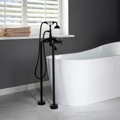 WOODBRIDGE Adelaide 3-Handle Claw Foot Tub Filler Faucet with Hand Shower in Matte Black -Bathroom Faucets Store black woodbridge claw foot tub faucets f1065 1f 1000