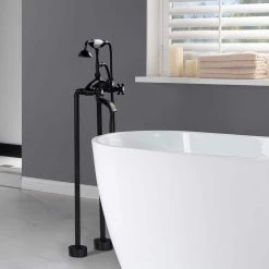 WOODBRIDGE Adelaide 3-Handle Claw Foot Tub Filler Faucet with Hand Shower in Matte Black