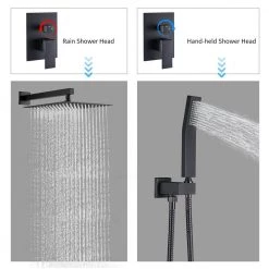 Zalerock Rain 1-Spray Square 12 in. Shower System Shower Head with Handheld in Black -Bathroom Faucets Store black zalerock shower faucets haz013 fa 1000
