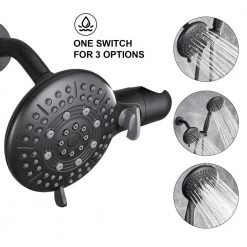 Zalerock 2 IN 1 Single-Handle 5-Spray Shower Faucet with 4.7 in. Wall Mount Dual Shower Heads in Matte Black (Valve Included) -Bathroom Faucets Store black zalerock shower faucets ksa113 1f 1000