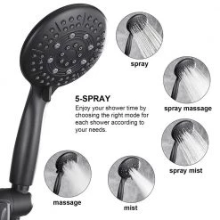 Zalerock 2 IN 1 Single-Handle 5-Spray Shower Faucet with 4.7 in. Wall Mount Dual Shower Heads in Matte Black (Valve Included) -Bathroom Faucets Store black zalerock shower faucets ksa113 4f 1000