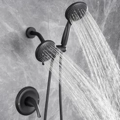 Zalerock 2 IN 1 Single-Handle 5-Spray Shower Faucet with 4.7 in. Wall Mount Dual Shower Heads in Matte Black (Valve Included) -Bathroom Faucets Store black zalerock shower faucets ksa113 c3 1000