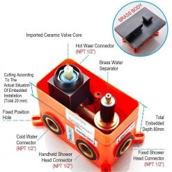 ELLO&ALLO 2-Handle 2-Spray of Rain Shower Faucet and Handheld Shower Combo Kit with 8 in. Shower Head in Bronze (Valve Included) -Bathroom Faucets Store bronze ello allo shower faucets es br f3508 44 1000