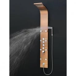 AKDY 65 in. 8-Jet Shower Panel System in Bronze Stainless Steel with Rainfall Waterfall Shower Head and Handheld Shower Wand -Bathroom Faucets Store bronze stainless steel akdy shower towers sp0113 66 1000