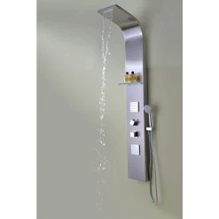 ANZZI Niagara 64 in. 2-Jetted Full Body Shower Panel with Heavy Rain Shower and Spray Wand in Brushed Stainless Steel -Bathroom Faucets Store brushed anzzi shower towers sp az023 4f 1000