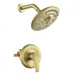 Aurora Decor Amo 8in Single-Handle 6-Spray Shower Faucet with ABS Plastic Shower Head in Brushed Gold(Valve Included)