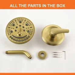 Aurora Decor Amo 8in Single-Handle 6-Spray Shower Faucet with ABS Plastic Shower Head in Brushed Gold(Valve Included) -Bathroom Faucets Store brushed aurora decor shower faucets dsmdhd2a88043bg fa 1000