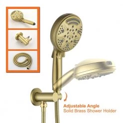 Aurora Decor Amo Single-Handle 15-Spray Shower Faucet with 8in Shower head in Brushed Gold (Valve Included) -Bathroom Faucets Store brushed aurora decor shower faucets dsmdhd2a88044bg 44 1000