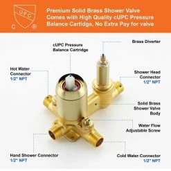 Aurora Decor Amo Single-Handle 15-Spray Shower Faucet with 8in Shower head in Brushed Gold (Valve Included) -Bathroom Faucets Store brushed aurora decor shower faucets dsmdhd2a88044bg 66 1000