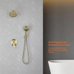 Aurora Decor Amo Single-Handle 15-Spray Shower Faucet with 8in Shower head in Brushed Gold (Valve Included) -Bathroom Faucets Store brushed aurora decor shower faucets dsmdhd2a88044bg c3 1000