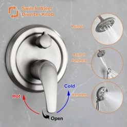 Aurora Decor Amo Single-Handle 15-Spray Shower Faucet with 8in Shower head in Brushed Nickel (Valve Included) -Bathroom Faucets Store brushed aurora decor shower faucets dsmdhd2a88044bn 4f 1000