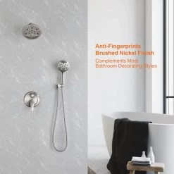 Aurora Decor Amo Single-Handle 15-Spray Shower Faucet with 8in Shower head in Brushed Nickel (Valve Included) -Bathroom Faucets Store brushed aurora decor shower faucets dsmdhd2a88044bn c3 1000