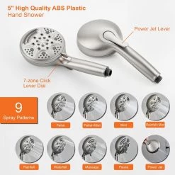 Aurora Decor Ami Single-Handle 15-Spray Shower Faucet with Waterfall Spout in Matte Black (Valve Included) -Bathroom Faucets Store brushed aurora decor shower faucets smdhd2a88045bn 1f 1000