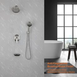 Aurora Decor Ami Single-Handle 15-Spray Shower Faucet with Waterfall Spout in Matte Black (Valve Included) -Bathroom Faucets Store brushed aurora decor shower faucets smdhd2a88045bn 31 1000