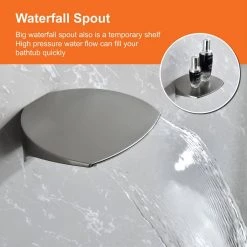 Aurora Decor Ami Single-Handle 15-Spray Shower Faucet with Waterfall Spout in Matte Black (Valve Included) -Bathroom Faucets Store brushed aurora decor shower faucets smdhd2a88045bn fa 1000