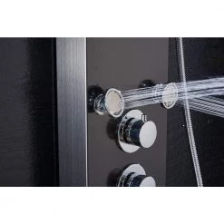 ELLO&ALLO 53 in. 10-Jet Shower Panel System in Brushed Black with LED Rainfall Waterfall Shower Head Hand shower and Tub Spout -Bathroom Faucets Store brushed black ello allo shower towers 8035 f4 04 14 02 s04 44 1000