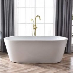 Vanity Art 48 in. H x 12 in. W Single Handle Claw Foot Tub Faucet with Hand Shower in Brushed Brass -Bathroom Faucets Store brushed brass vanity art claw foot tub faucets h02029bb 4f 1000