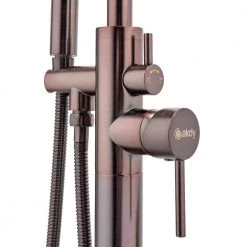 AKDY 2-Handle 45.47 in. Freestanding Floor Mount Tub Faucet Bathtub Filler with Hand Shower in Brushed Bronze -Bathroom Faucets Store brushed bronze akdy roman tub faucets tf0049 4f 1000