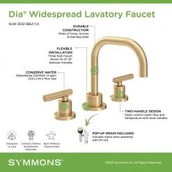 Symmons Modern 8 in. Widespread 2-Handle Bathroom Faucet with Drain Assembly in Brushed Bronze -Bathroom Faucets Store brushed bronze symmons widespread bathroom faucets slw 3512 bbz 1 0 fa 1000