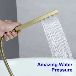 Aurora Decor Aca Single-Handle Wall Mount Roman Tub Faucet with Hand Shower in Brushed Gold (Valve Included) -Bathroom Faucets Store brushed gold aurora decor roman tub faucets ad 88021bg 1f 1000