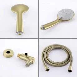 Aurora Decor ACA Single-Handle 5 of Spray Settings Round High Pressure Shower Faucet in Brushed Gold (Valve Included) -Bathroom Faucets Store brushed gold aurora decor shower faucets ad 88040bg 10 1d 1000