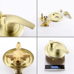 Aurora Decor ACA Single-Handle 5 of Spray Settings Round High Pressure Shower Faucet in Brushed Gold (Valve Included) -Bathroom Faucets Store brushed gold aurora decor shower faucets ad 88040bg 10 66 1000