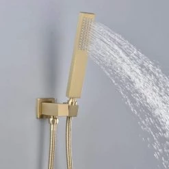 Aurora Decor Single-Handle 1-Spray Square High Pressure Shower Faucet in Brushed Gold (Valve Included) -Bathroom Faucets Store brushed gold aurora decor shower faucets cfsmdh2607bg 44 1000